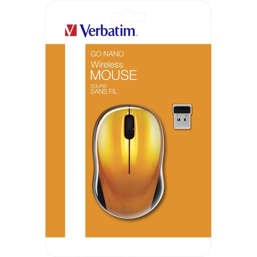 Verbatim 49045 Go Nano Wireless Mouse Volcanic Orange, Ambidextrous, RF Wireless, 1600 DPI, Orange