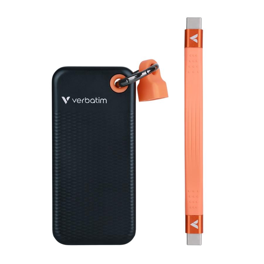 Verbatim 32418 Pocket SSD, 256 GB, USB Type-C, USB 3.2 Gen 2, 1000 MB/s, Black/Orange