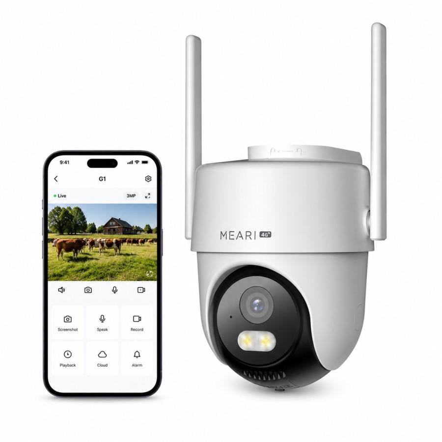 MEARI G1 Outdoor Wired 4G PTZ Camera G1, 2K, Wi-Fi, F/1.6, Night Vision, Smart detect, Google/Alexa