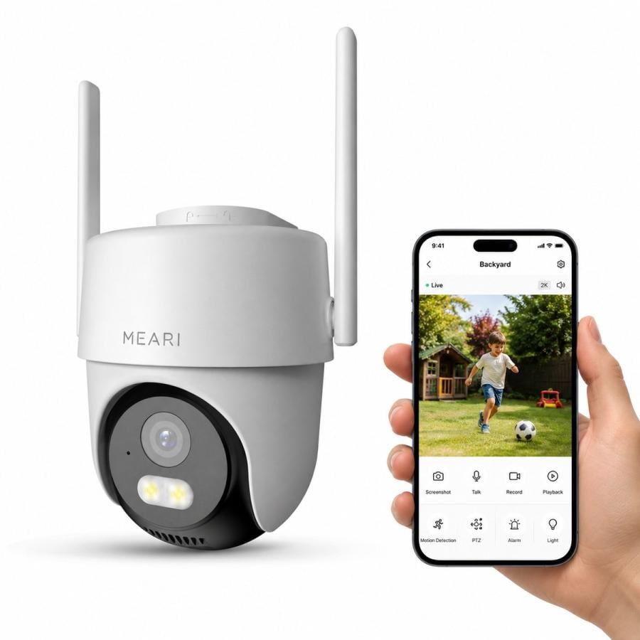 MEARI S2 Plus Outdoor Smart PTZ Wi-Fi Camera, 3MP, 2304x1296p, IR 30m, 1/2.8"" CMOS, RJ45, White