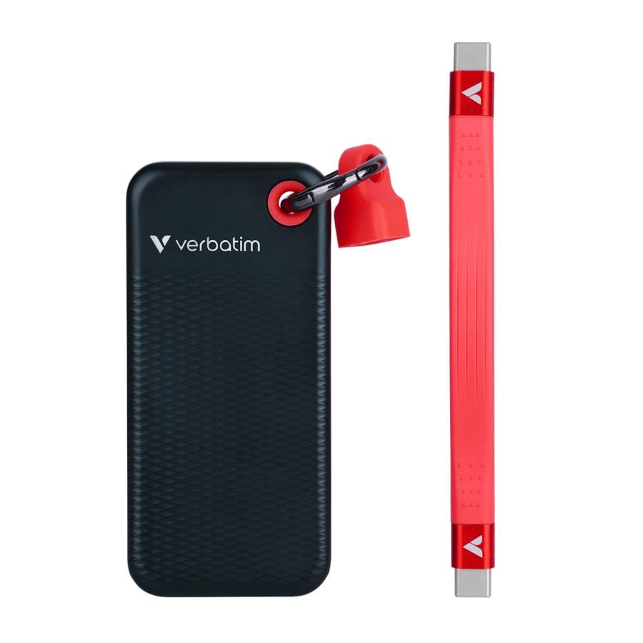 Verbatim 32417 Pocket SSD, 256GB, USB 3.2 Gen 2 Type-C, 10 Gbps, 1000 MB/s, Black/Red