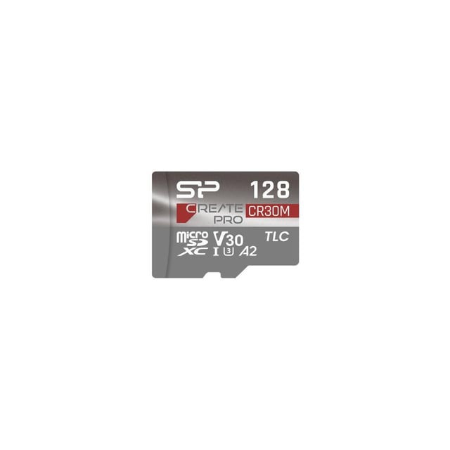 Silicon Power SP128GBSTXLA2V1CSP CreatePro CR30M MicroSDXC, 128 GB, V30, A2, UHS-1 U3, 160 MB/s