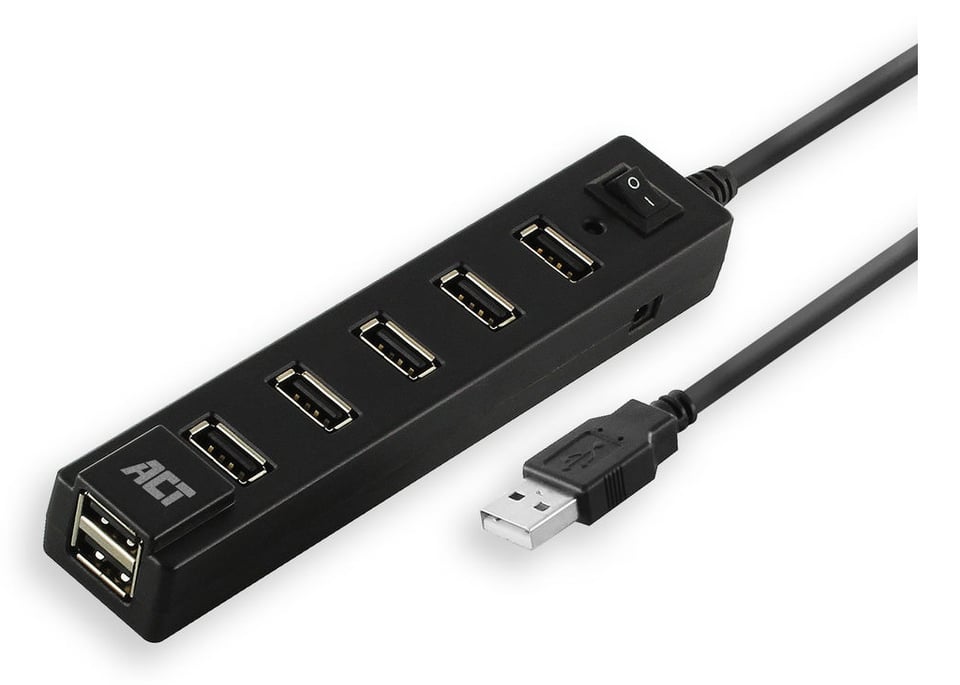 ACT USB hub 7 poorts, aan/uit-schakelaar