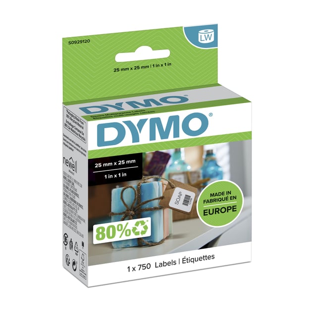 DYMO originele kleine LabelWriter multifunctionele labels | 25 mm x 25 mm | 750 zelfklevende etiketten | voor de LabelWriter labelprinters