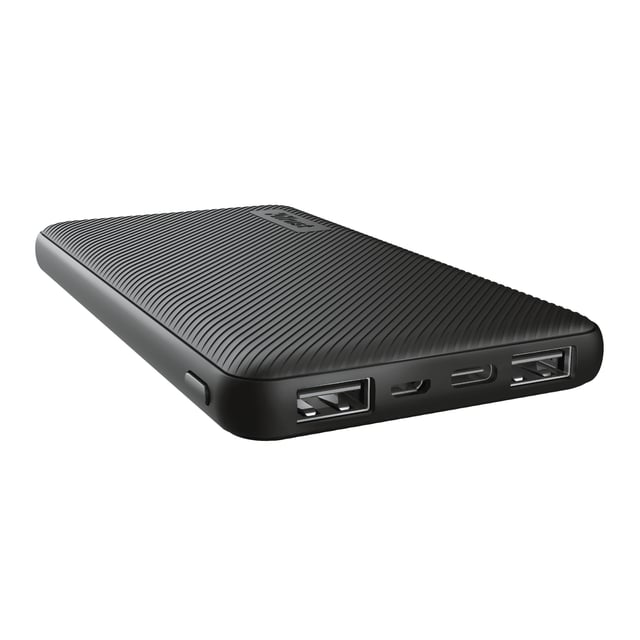 Trust Primo Ultra‑thin 10.000 mAh Powerbank – Powerbank – 10.000 mAh – Zwart