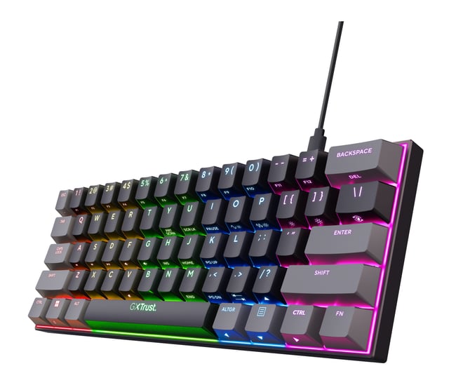 Trust GXT 867 Acira Gaming Toetsenbord - Mechanisch toetsenbord – Belgische AZERTY-indeling – RGB-verlichting – Grijs