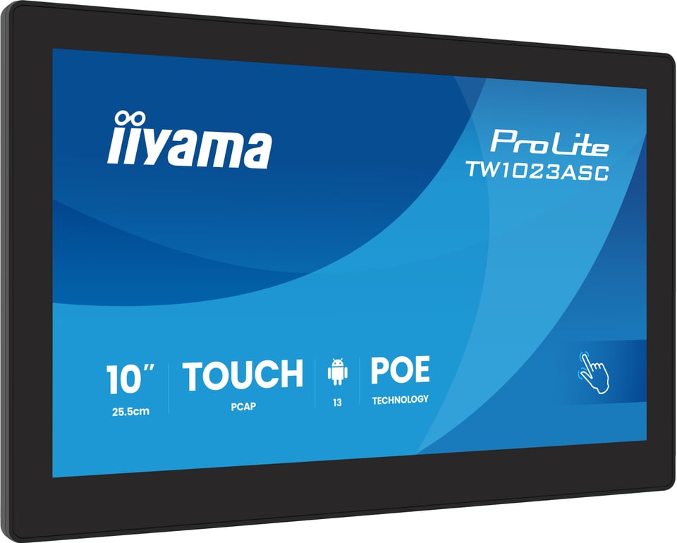 iiyama TW1023ASC-B3P beeldkrant Kiosk-ontwerp 25,6 cm (10.1") Wifi 385 cd/m² WXGA Zwart Touchscreen Type processor Android 24/7