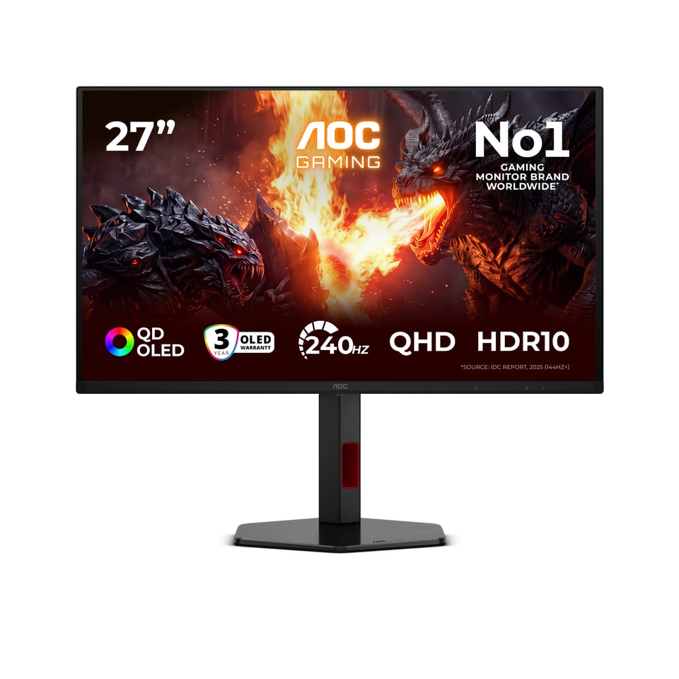 AOC G4 Q27G4ZDR computer monitor 67,3 cm (26.5") 2560 x 1440 Pixels Quad HD QD-OLED Zwart, Rood