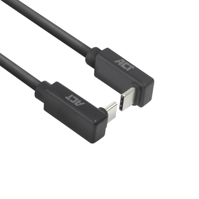 ACT USB 3.0 10Gbps 60W USB Type-C (haaks boven/beneden) naar USB Type-C (haaks boven/beneden) kabel, 2 meter