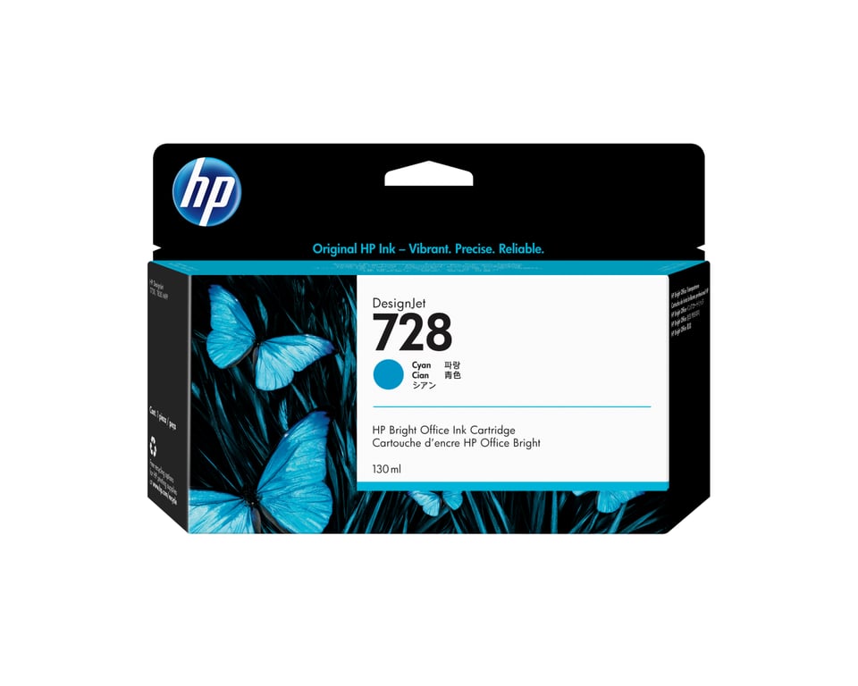 HP 728 cyaan DesignJet inktcartridge, 130 ml