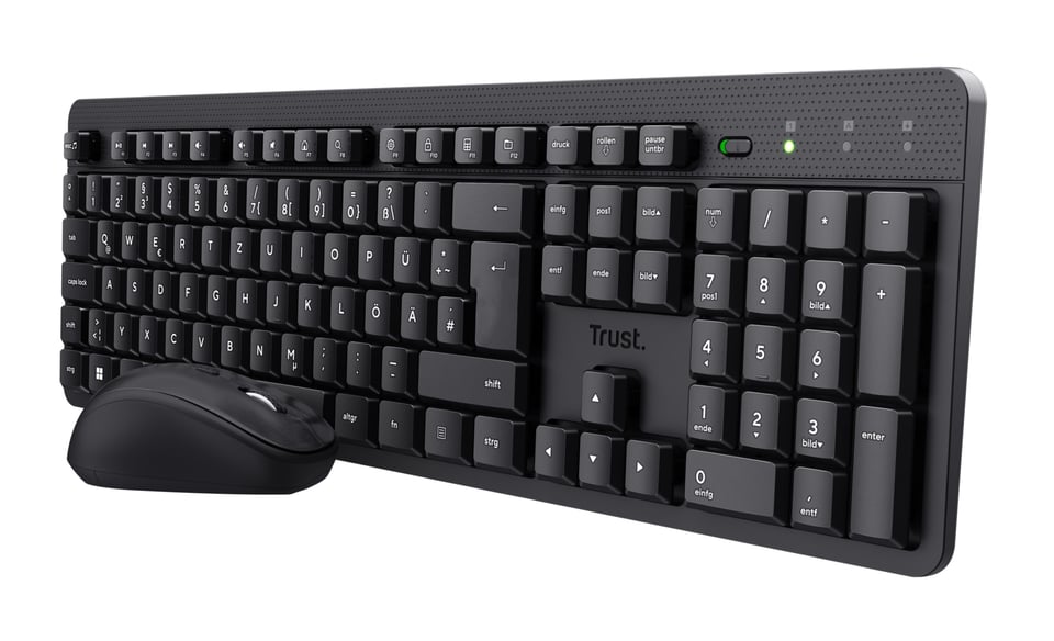 Trust TKM‑360 Draadloos toetsenbord+muis set – business model – RF draadloos – QWERTY – Inclusief muis – Zwart