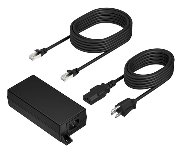 HP Poly PoE++ 65W 2.5G Adapter with 3.66m CAT6A Cable and Power Cord Zwart
