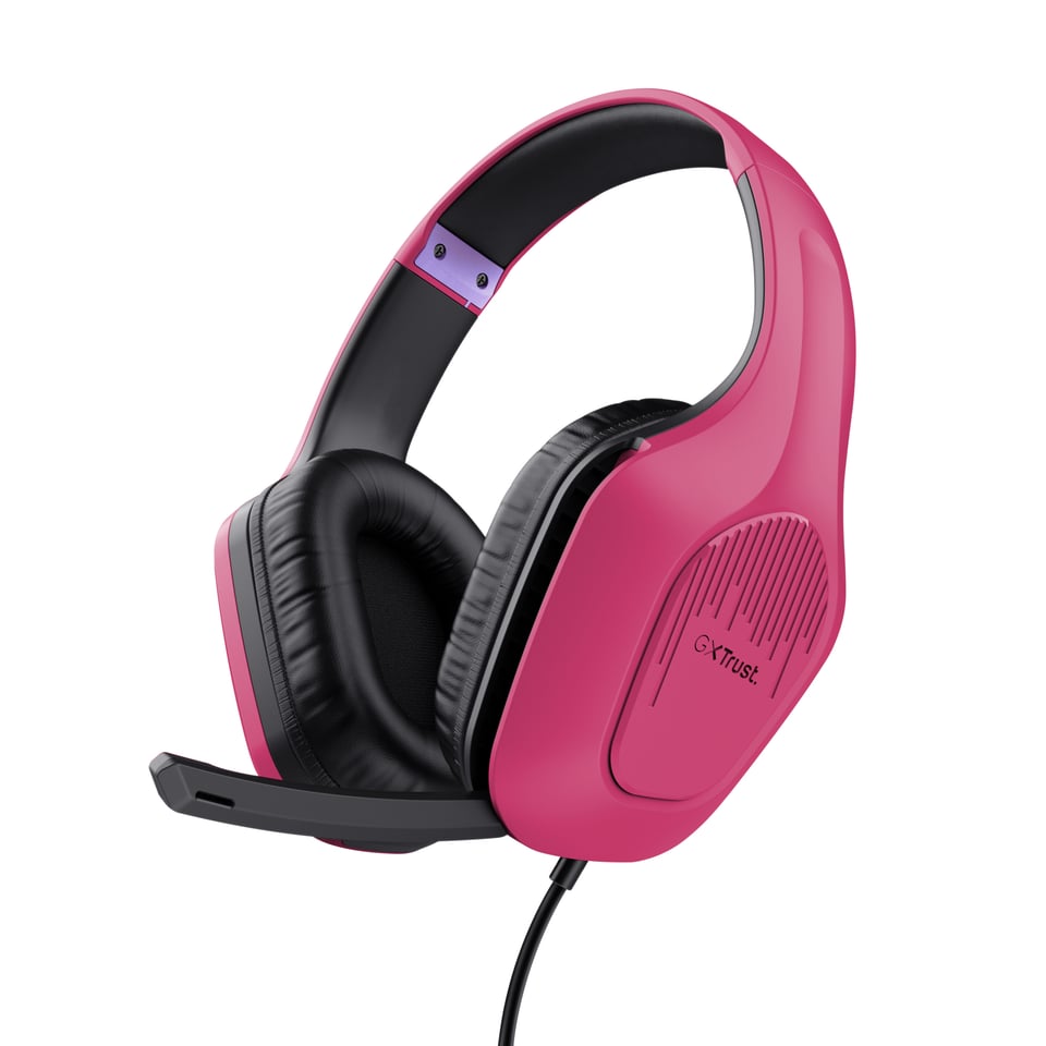 Trust GXT 415P Zirox Gaming Headset - Bedrade gamingheadset – Opklapbare microfoon – 50 mm drivers – Roze
