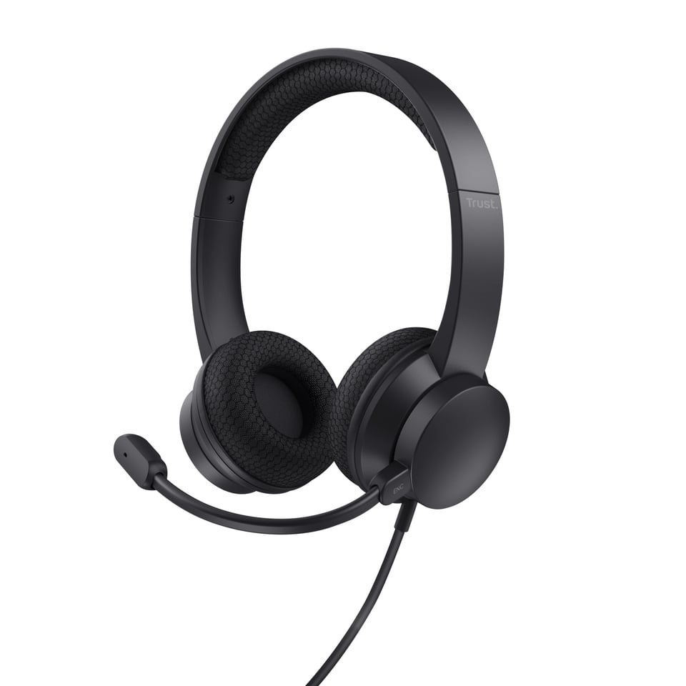 Trust HS-260 Headset - USB headset voor kantoor en calls – Lichtgewicht ontwerp – Verstelbare microfoon – business model - Zwart