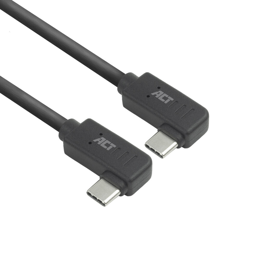 ACT USB 3.0 10Gbps 60W USB Type-C (haaks links/rechts) naar USB Type-C (haaks links/rechts) kabel, 1 meter