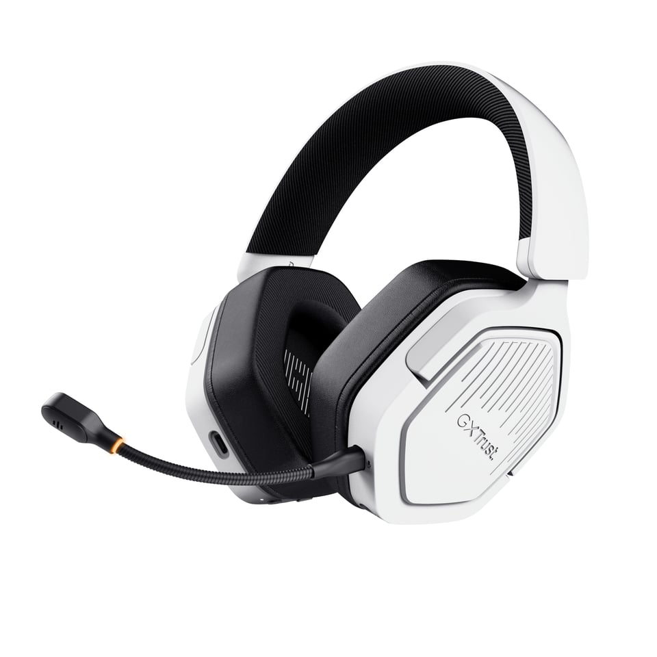 Trust GXT 493W Carus Gaming Headset - Draadloze gamingheadset – Bluetooth en 2.4 GHz verbinding – Afneembare microfoon – Wit