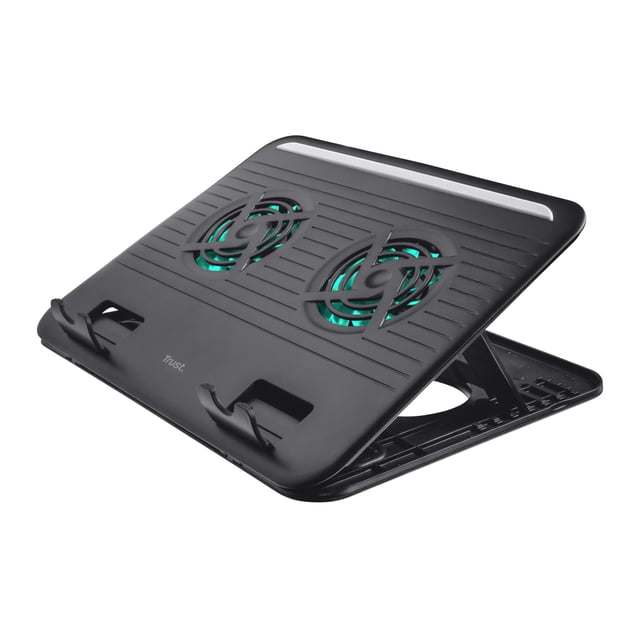 Trust Cyclone Laptop Cooling Stand - Laptopkoeler – 2 ventilatoren – Verstelbare hoek – Zwart