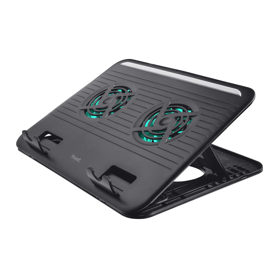Trust Cyclone Laptop Cooling Stand - Laptopkoeler – 2 ventilatoren – Verstelbare hoek – Zwart
