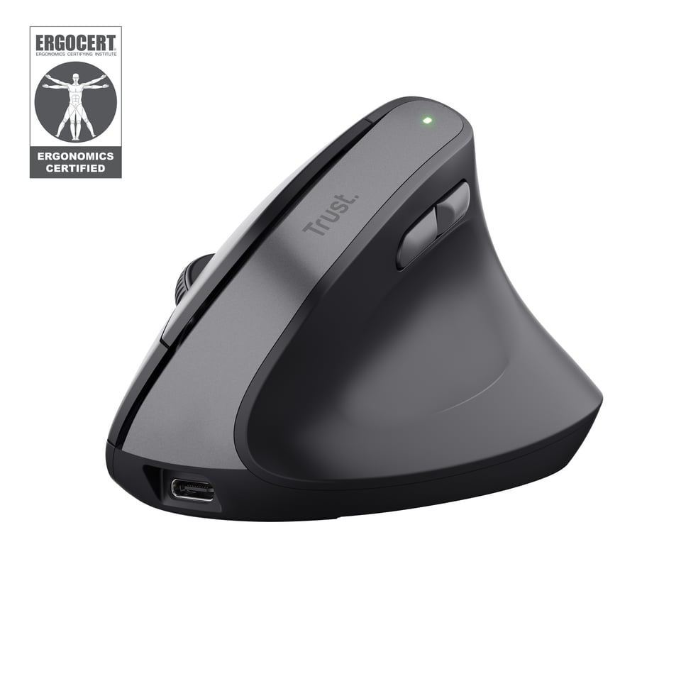 Trust Bayo II Ergonomische draadloze muis – ergonomische muis – draadloze muis – verticale muis – Zwart