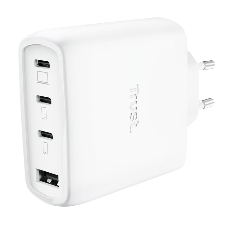 Trust Maxo 65W Universele Laptoplader - USB-C oplader – 65W vermogen – 4 poorten - 2 m kabel – Wit
