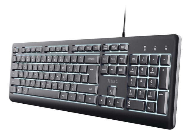 Trust Primo Verlicht Toetsenbord - Bedraad toetsenbord – Verlichte toetsen – QWERTY US-indeling – Zwart
