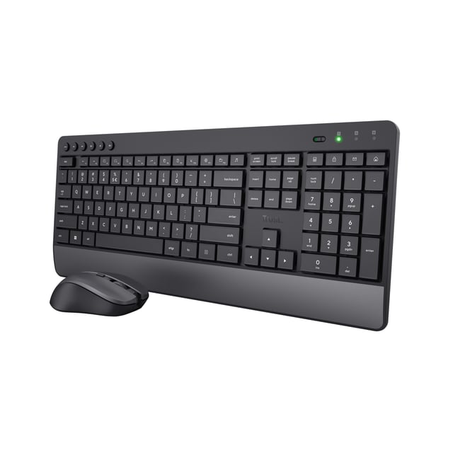 Trust Trezo Toetsenbord en Muis Set - Draadloze desktopset – Belgische AZERTY-indeling – Stille toetsen – Zwart