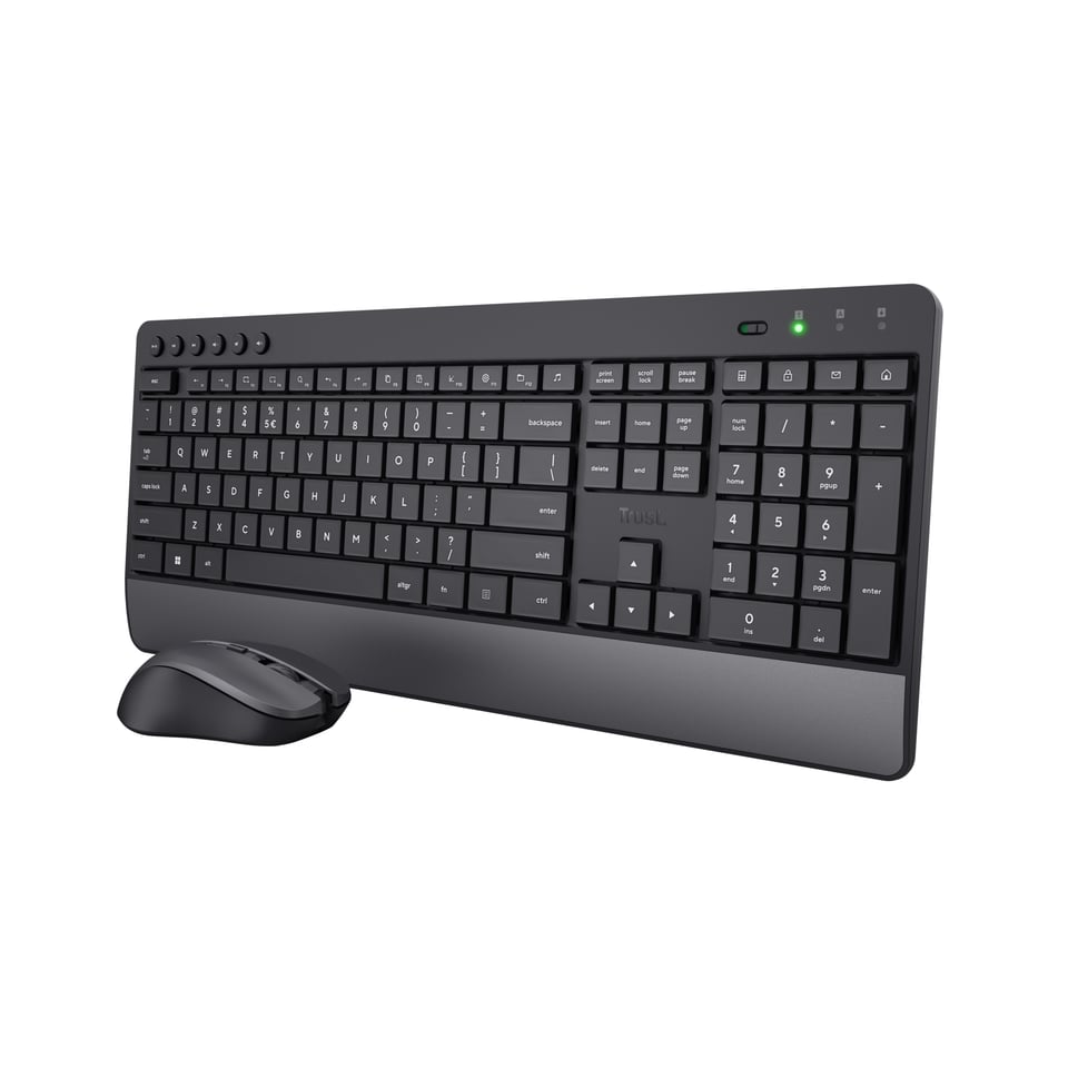 Trust Trezo Toetsenbord en Muis Set - Draadloze desktopset – Belgische AZERTY-indeling – Stille toetsen – Zwart