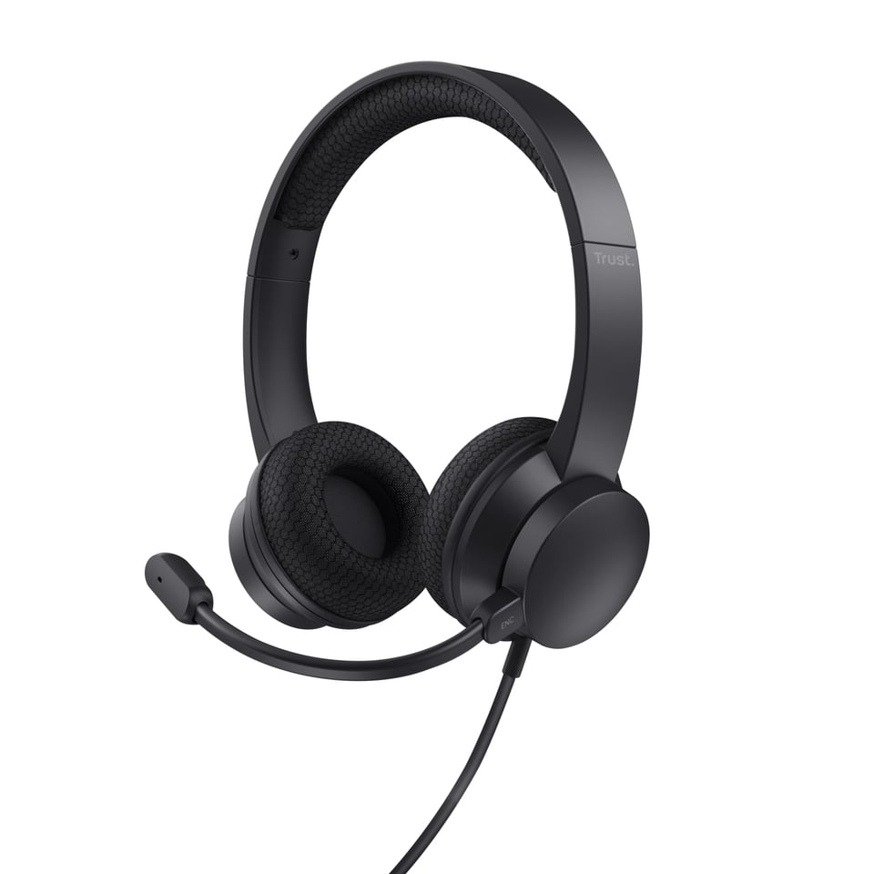Trust Ayda ENC Headset - Evironmental Noise cancelling headset – USB-aansluiting – Microfoon met ENC – Zwart