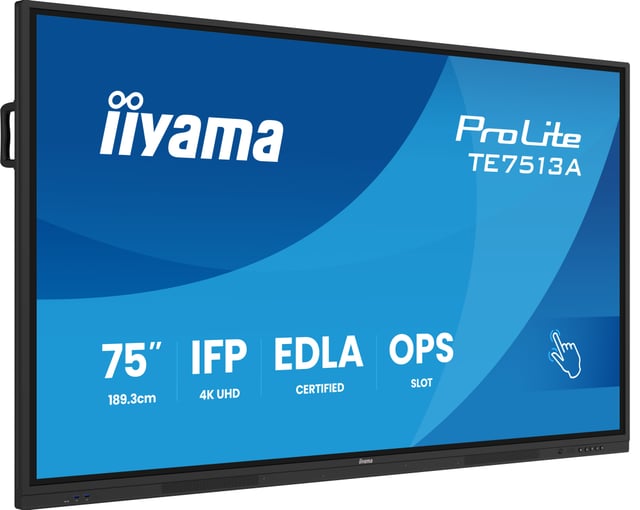 iiyama TE7513A-B2AG beeldkrant Interactief flatscreen 190,5 cm (75") Wifi 500 cd/m² 4K Ultra HD Zwart Touchscreen Type processor Android 24/7