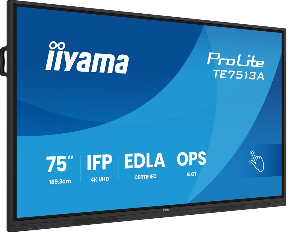 iiyama TE7513A-B2AG beeldkrant Interactief flatscreen 190,5 cm (75") Wifi 500 cd/m² 4K Ultra HD Zwart Touchscreen Type processor Android 24/7