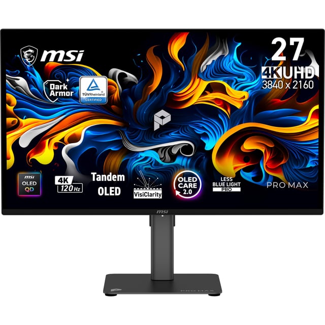 MSI Pro MAX 271UPX12G computer monitor 67,3 cm (26.5") 3840 x 2160 Pixels UltraWide Full HD QD-OLED Zwart