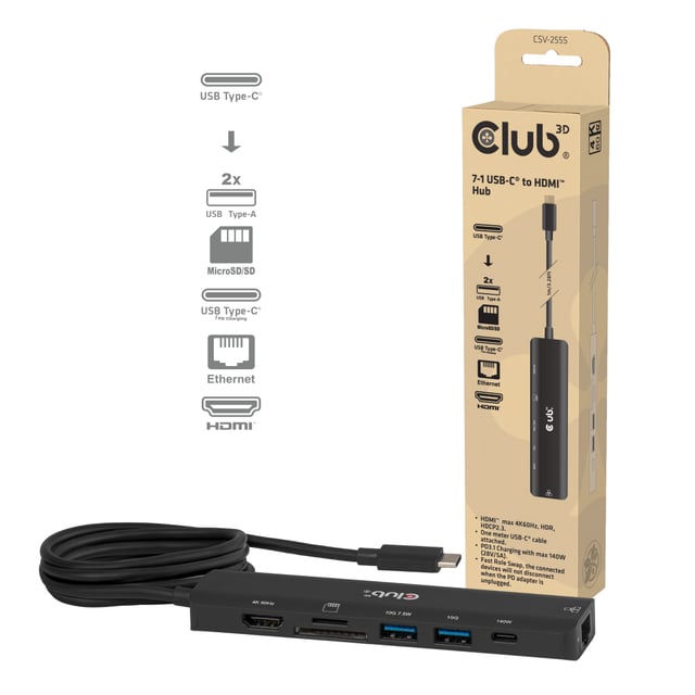 CLUB3D 7-1 USB-C® naar HDMI™-hub