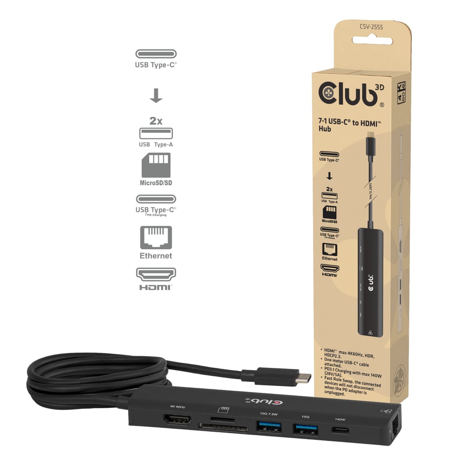 CLUB3D 7-1 USB-C® naar HDMI™-hub