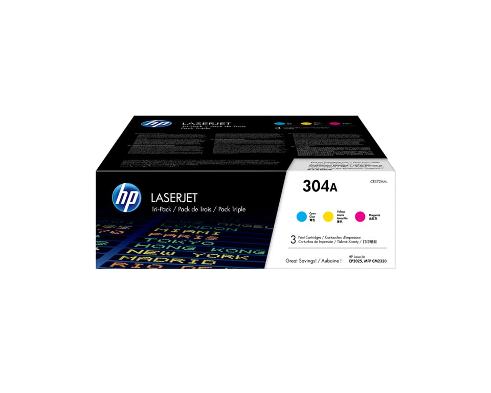 HP 304A originele cyaan/magenta/gele LaserJet tonercartridge, 3-pack