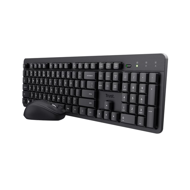 Trust Ody V2 Toetsenbord en Muis Set - Draadloze desktopset – Belgische AZERTY-indeling – Stille toetsen – Zwart