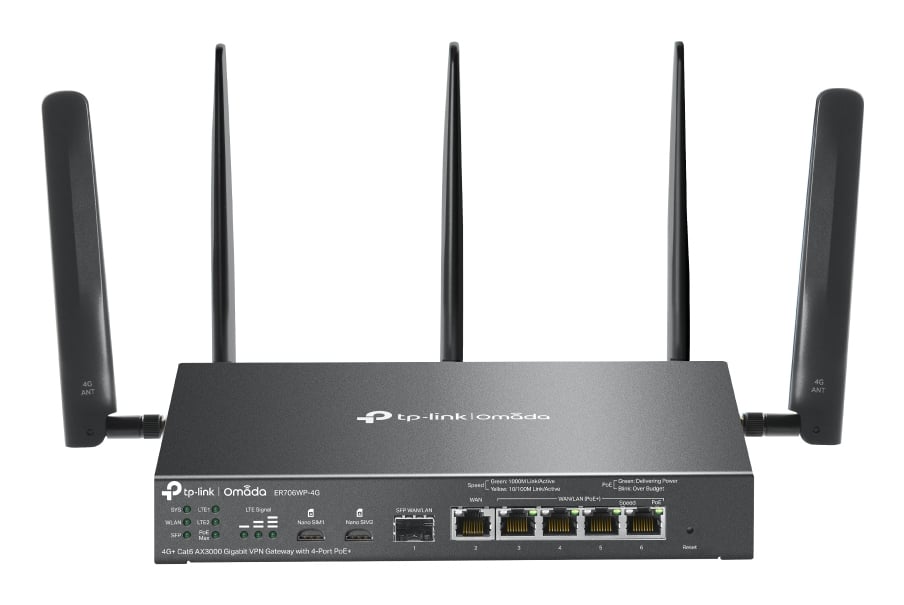 TP-Link Omada ER706WP-4G draadloze router Gigabit Ethernet Dual-band (2.4 GHz / 5 GHz) Zwart