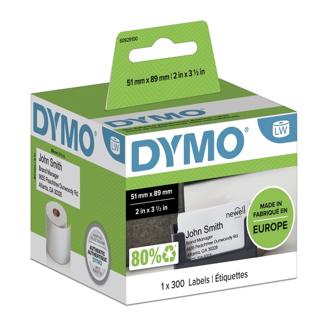 DYMO originele LabelWriter Afspraak-/naambadgekaartjes (niet-zelfklevend) | 51 mm x 89 mm | 300 etiketten | Geschikt voor de LabelWriter labelprinters | Gemaakt in Europa