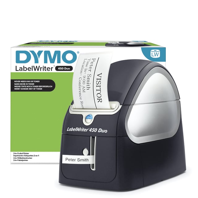 DYMO LabelWriter 450 Duo-labelmaker | Directe thermische labelprinter | Snel afdrukken van labels, barcodes en meer | Drukt zowel op LW-labels als plastic D1-labels af