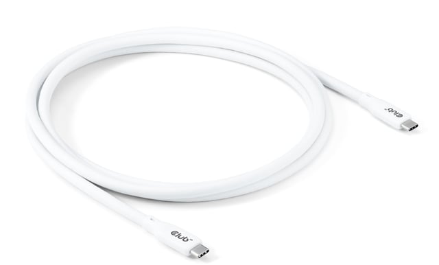 CLUB3D USB C oplaadkabel wit siliconen & tangle-free