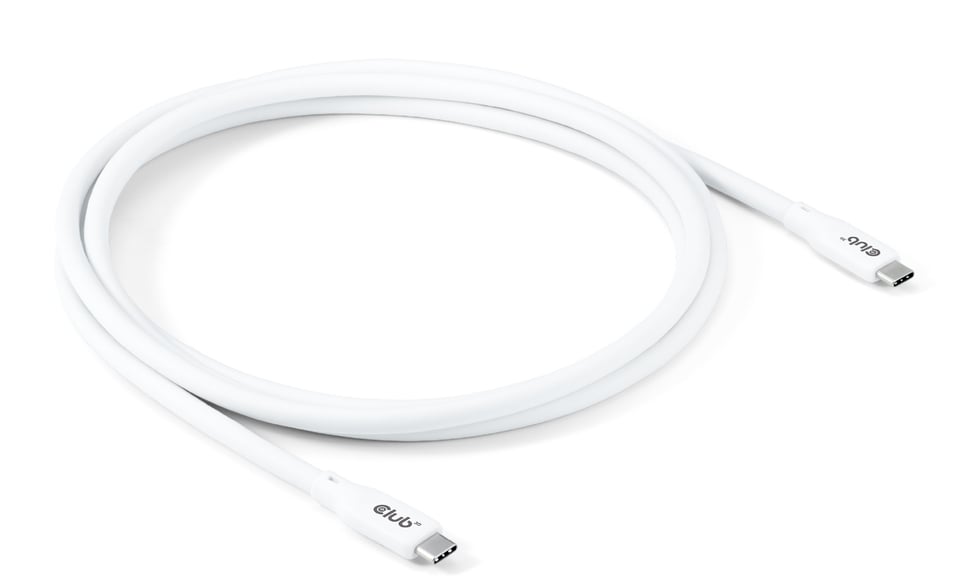 CLUB3D USB C oplaadkabel wit siliconen & tangle-free