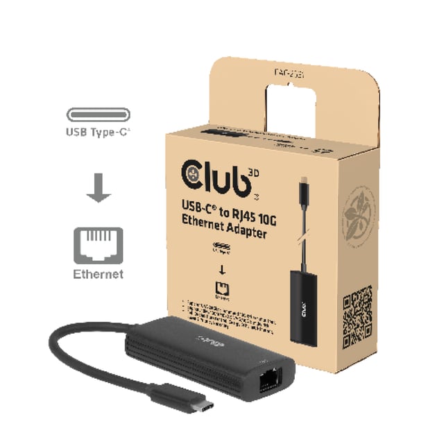 CLUB3D USB-C® naar RJ45 10G Ethernet-adapter M/V