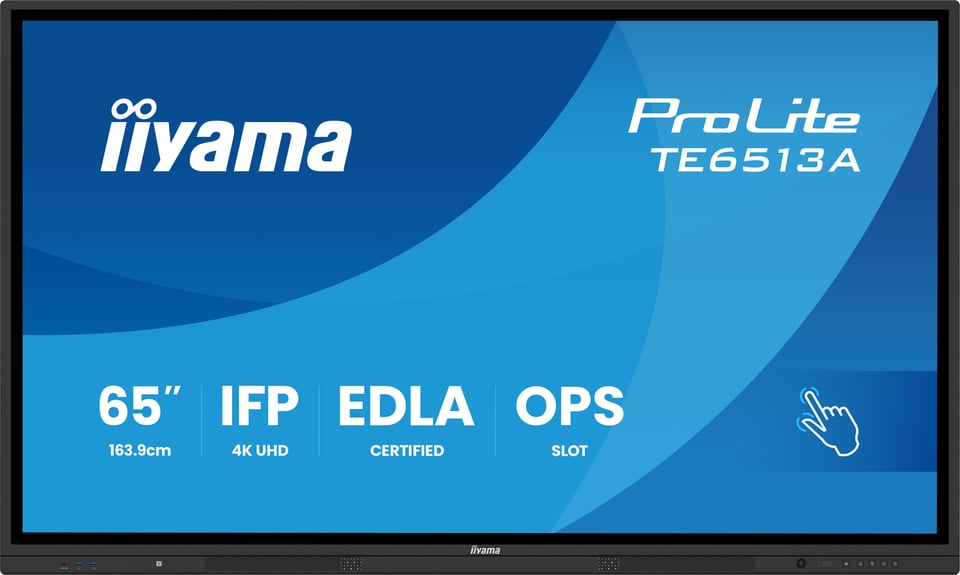 iiyama TE6513A-B3AG beeldkrant Interactief flatscreen 163,8 cm (64.5") LCD Wifi 500 cd/m² 4K Ultra HD Zwart Touchscreen Type processor Android 24/7