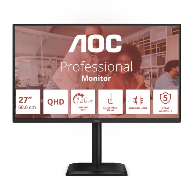 AOC E4 Q27E4U computer monitor 68,6 cm (27") 2560 x 1440 Pixels Quad HD LED Zwart