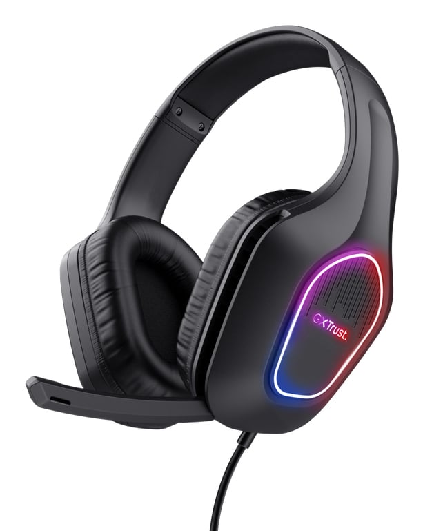 Trust GXT 416 Zirox Gaming Headset - USB gamingheadset – RGB-verlichting – Opklapbare microfoon – Zwart