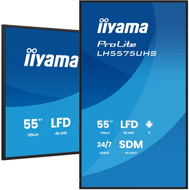 iiyama LH5575UHS-B2AG beeldkrant Digitale signage flatscreen 138,7 cm (54.6") LCD Wifi 500 cd/m² 4K Ultra HD Zwart Type processor Android 11 24/7