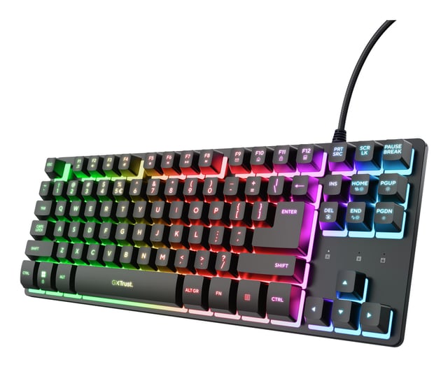 Trust GXT 833 Thado TKL Gaming Toetsenbord - Compact gaming toetsenbord – Belgische AZERTY-indeling – RGB-verlichting – Zwart