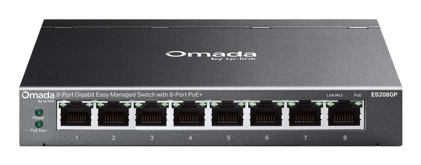 TP-Link Omada ES208GP netwerk-switch Managed L2 Gigabit Ethernet (10/100/1000) Power over Ethernet (PoE) DIN-rail Zwart