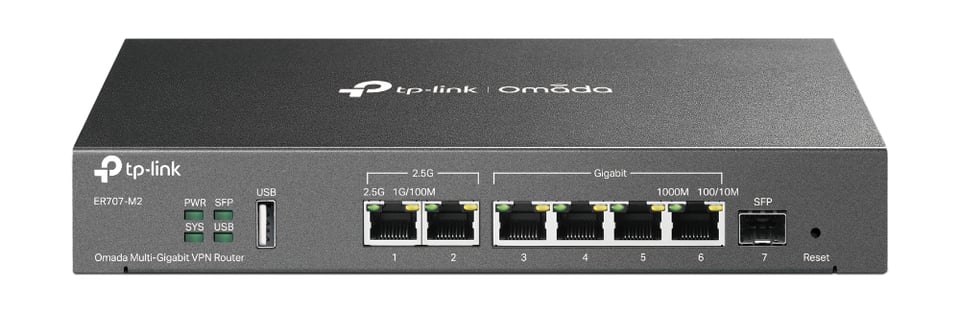 TP-Link Omada ER707-M2 bedrade router 2.5 Gigabit Ethernet, Fast Ethernet, Gigabit Ethernet Zwart