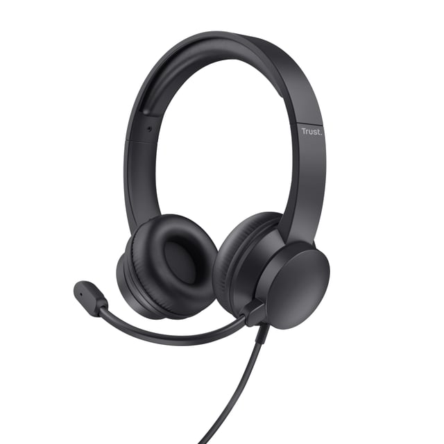 Trust HS-201 USB PC Headset – Bedrade headset – PC headset – Business model – USB-A aansluiting – Zwart