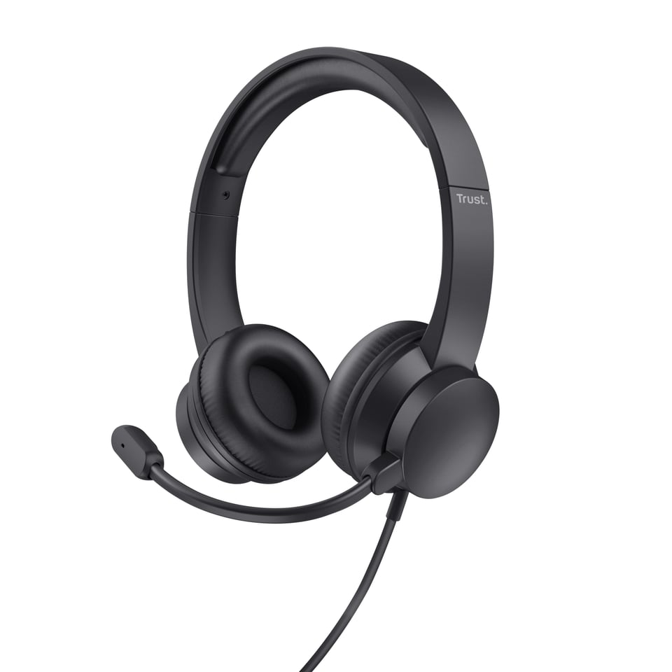 Trust HS-201 USB PC Headset – Bedrade headset – PC headset – Business model – USB-A aansluiting – Zwart